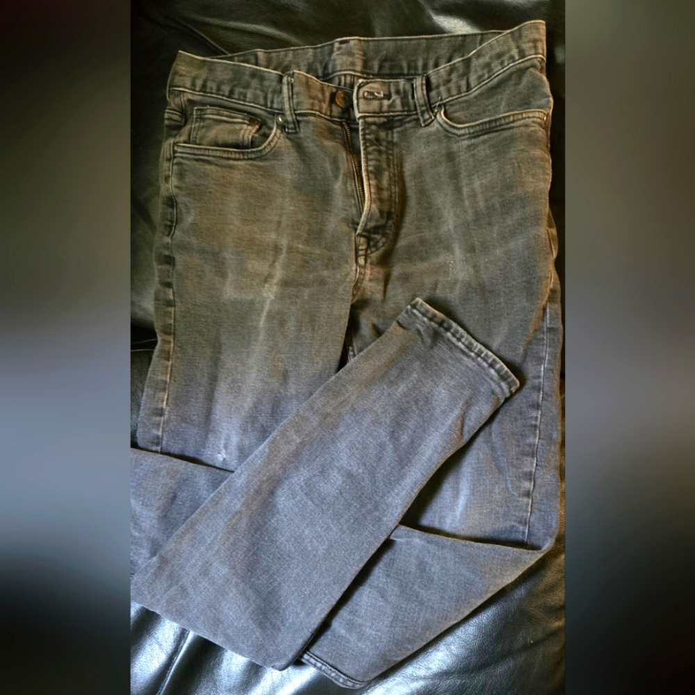 & Denim Men's Slim Straight Jeans Gray/black Sz32